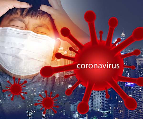 a child is showing in angst with a coronavirus graphic