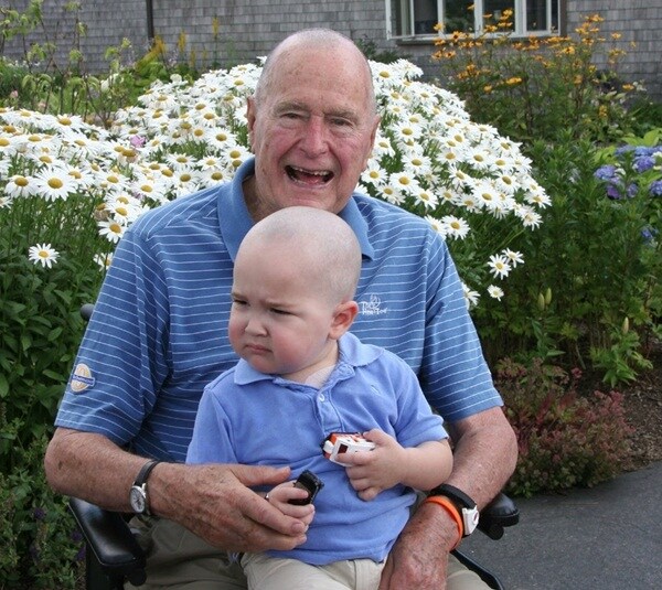 George H.W. Bush Shaves Head in Support of Boy with Leukemia