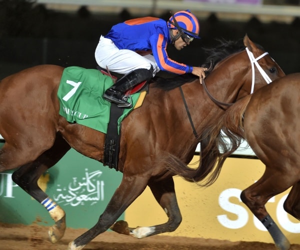 Jockey's riding horses in a race.