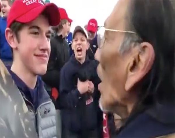 Students in 'MAGA' Hats Mock Native American after Rally