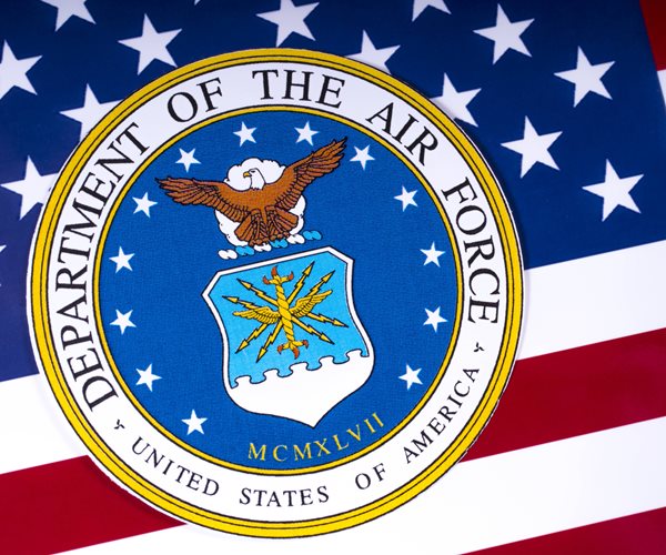 air force emblem on american flag