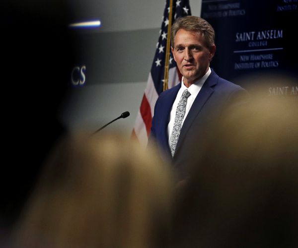 u.s. sen. jeff flake address a group in new hampshire. 