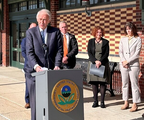 Sen. Edward Markey speaks during an EPA press conference on proposal to ban cancer-causing chemical trichloroethylene