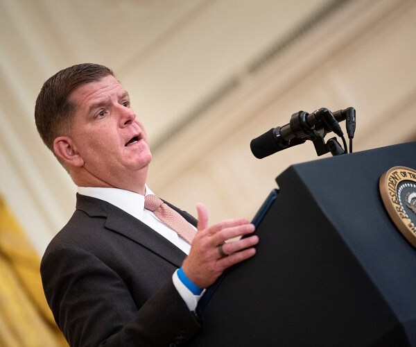 marty walsh speaks into mic