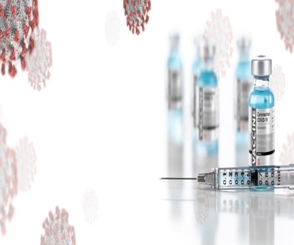 covid vaccine vials, coronavirus particles