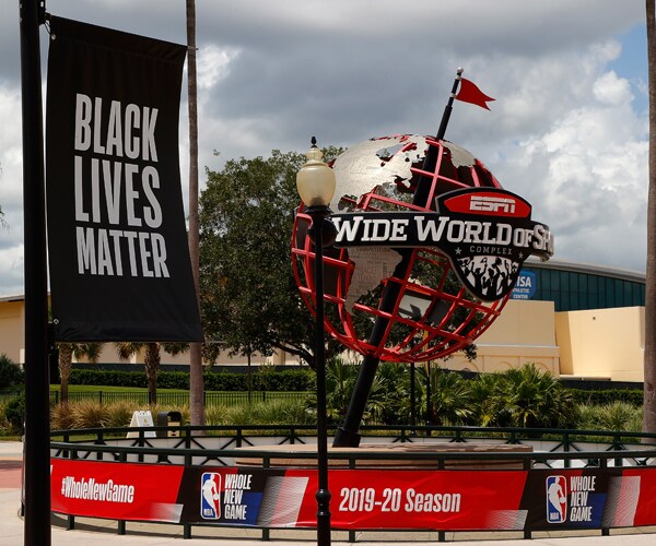 a black lives matter outside a basketball arena in orlando