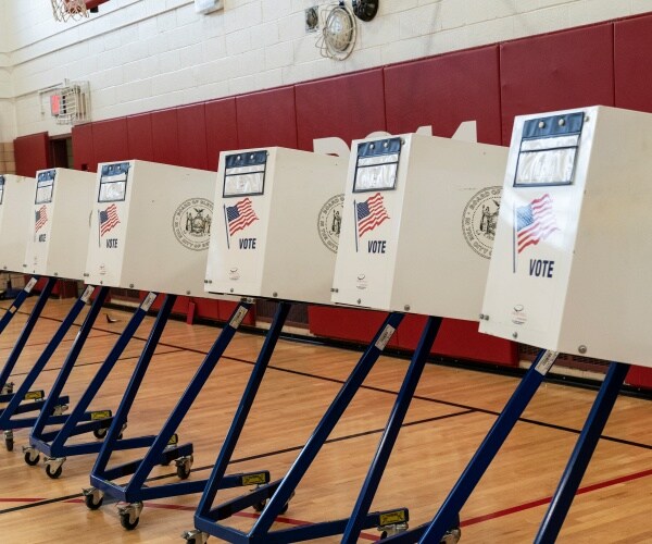 voting booths at a polling station