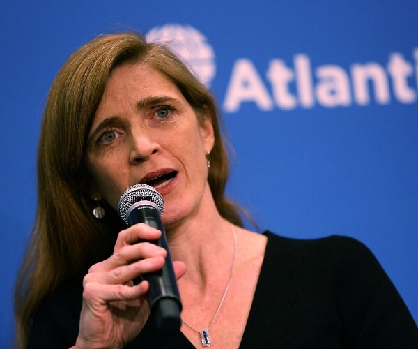 samantha power speaks into microphone