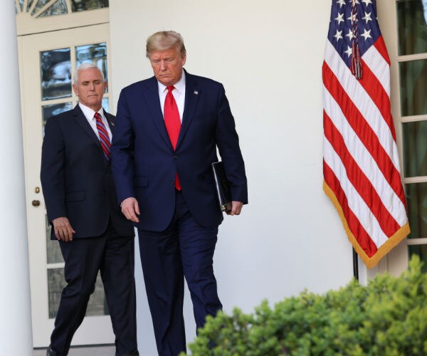 us president donald trump and vice president mike pence arriving for daily white house coronavirus briefing