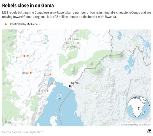 What to Know about the Escalating Conflict in Eastern Congo as Rebels Close in on Goma