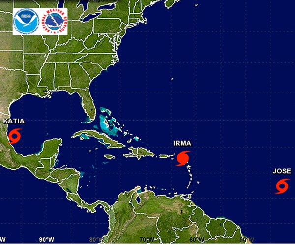 Tropical Storms Jose, Katia Shadowing Hurricane Irma