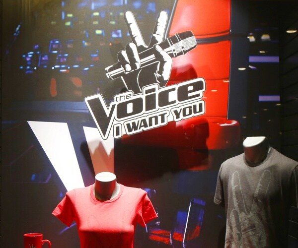 the voice logo with t shirt merch 