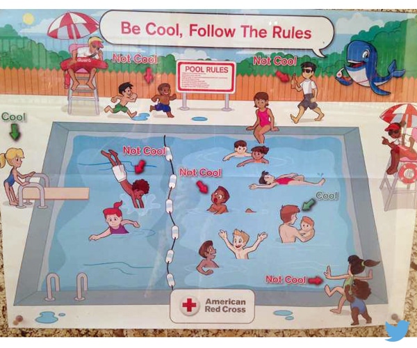 Red Cross Racist Pool Poster: White Kids 'Cool,' but Not Blacks