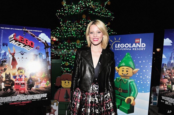 Elizabeth Banks Lights Lego Christmas Tree, World's Largest