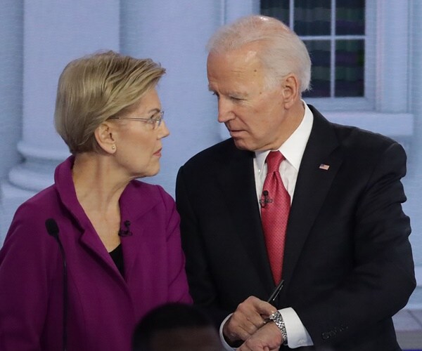 elizabeth warren and joe biden speak to each other