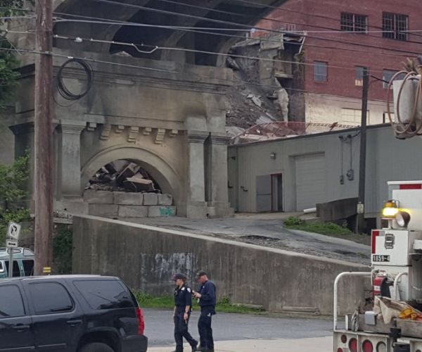 Harrisburg Parking Lot Collapses, Sends Car Flying Onto Businesses Below