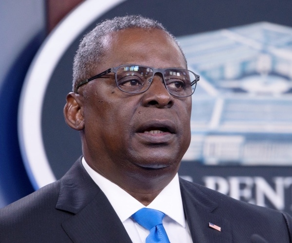 Defense Secretary Lloyd Austin speaks at a press briefing