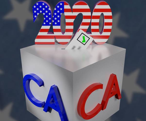 illustration of a ballot box with california on it