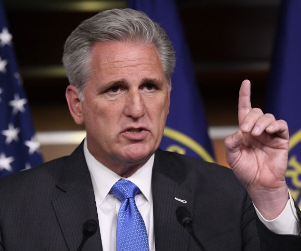 House Minority Leader Kevin McCarthy gestures with his finger as he speaks