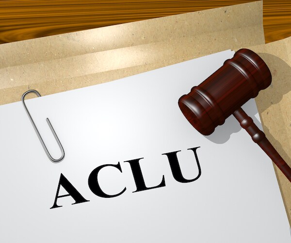 a graphic illustration of a gavel and a file marked aclu