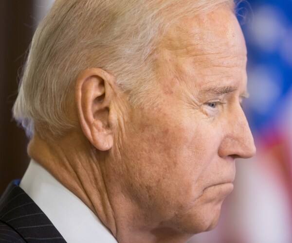 close up of Joe Biden looking concerned