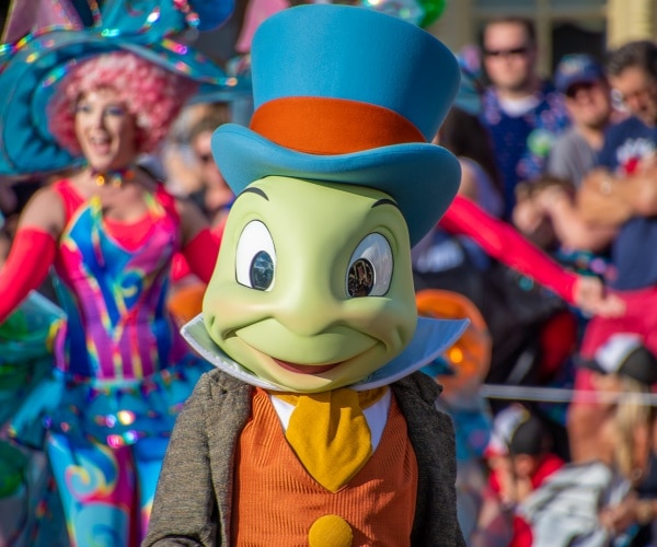 Jiminy Cricket in the Festival of Fantasy Parade at Magic Kingdom