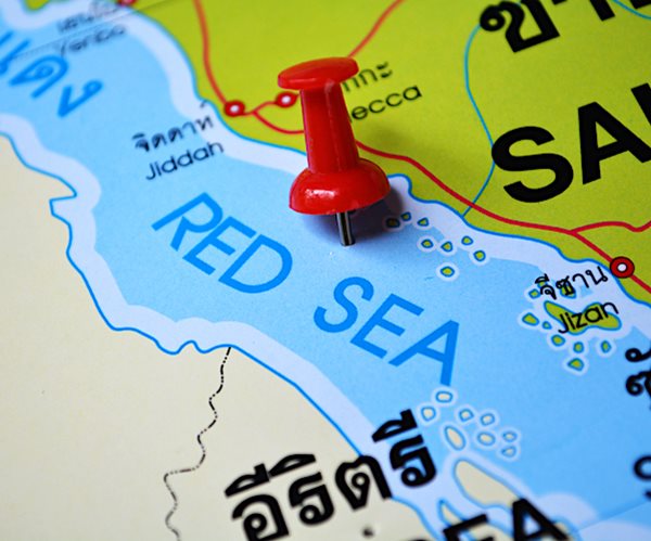 red sea on a map