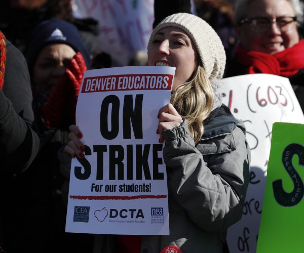 the strike is the first for teachers in denver since 1994 and centers on base pay