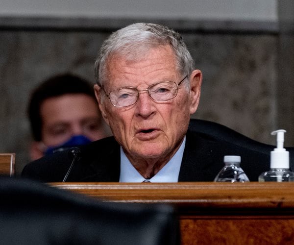 James Inhofe sits before a senate committee hearing