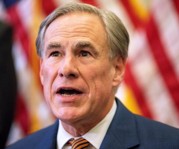 Greg Abbott speaks during a press conference.