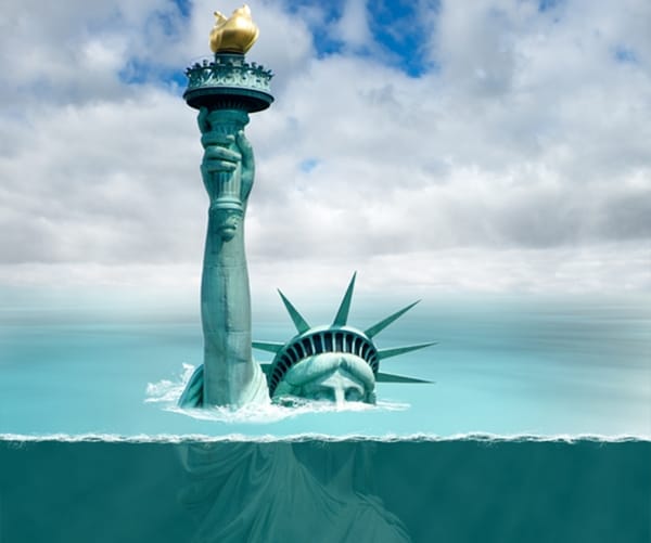 statue of liberty is under water. 