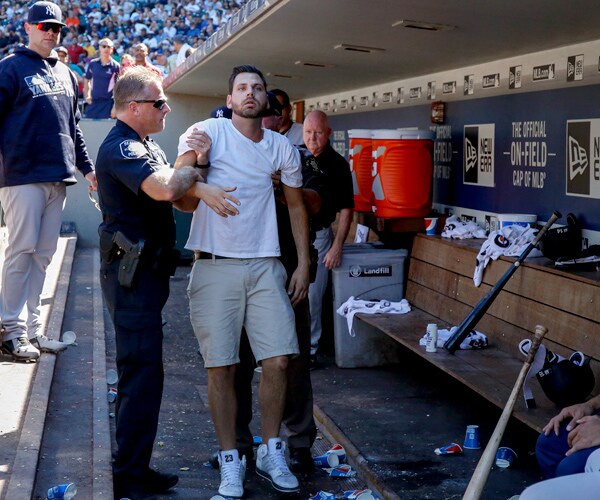 Fan Falls Into Yankees Dugout, Startles Players