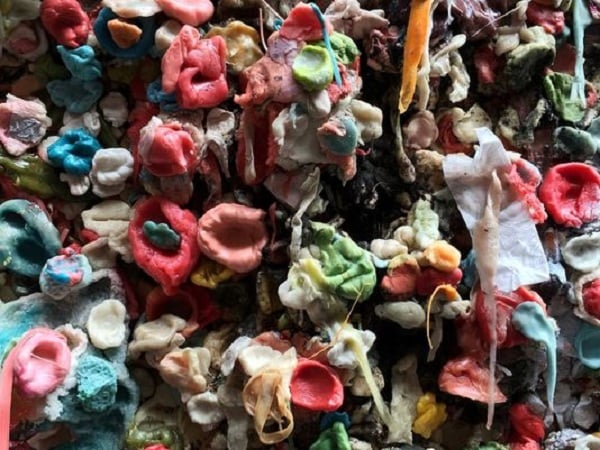 Seattle Gum Wall Wadded All Up So It's About Time for Spit-Shine