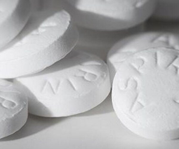 close up of aspirin tablets