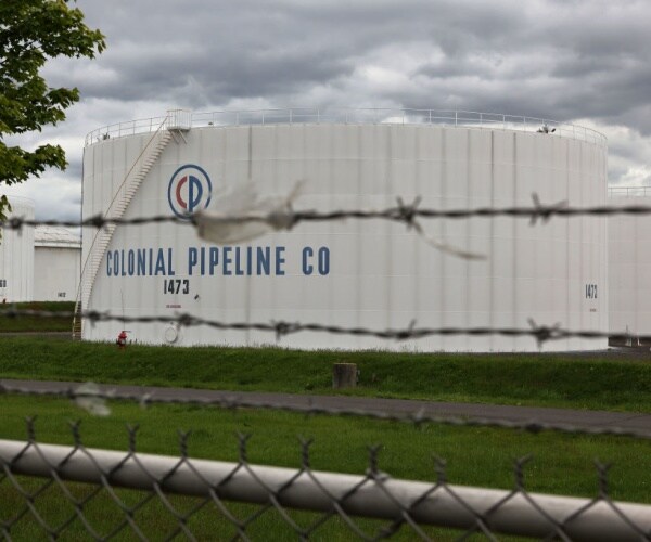 Fuel holding tanks seen at Colonial Pipeline's Linden Junction Tank Farm