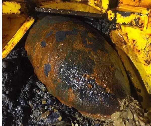 WWII Bomb in Portsmouth Harbor in England Discovered During Dredging