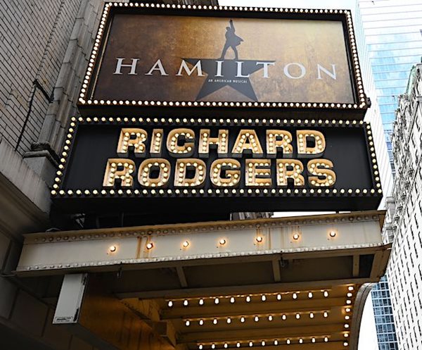 The Richard Rodgers Theatre on 226 West 46th Street where "Hamilton" was playing before the shutdowns