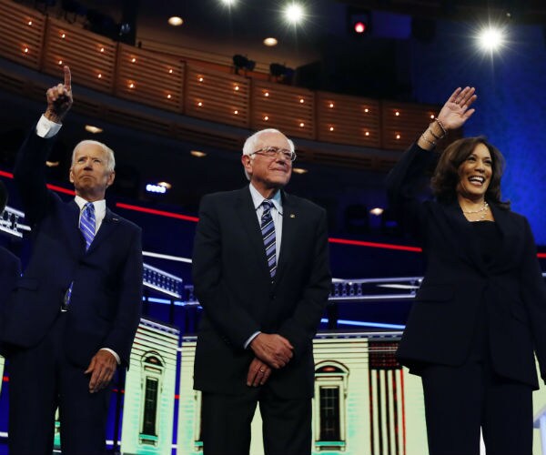 joe biden, bernie sanders and kamala harris in miami after their first democratic debate