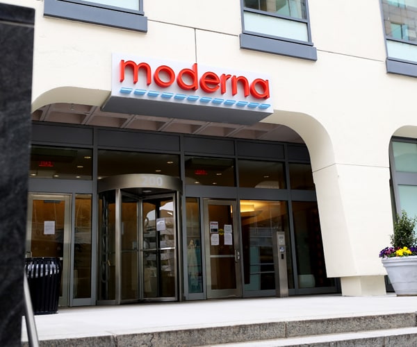 the outside of the moderna headquarters