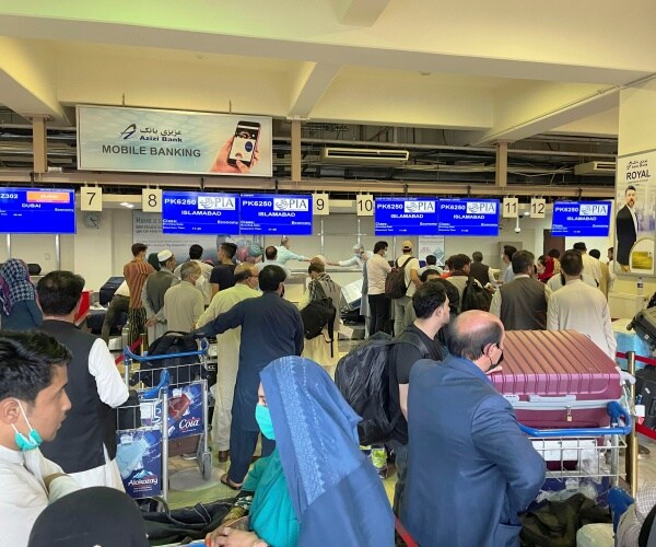 People at the Kabul airport.