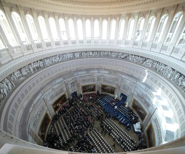 a view of the rotunda from the ceiling