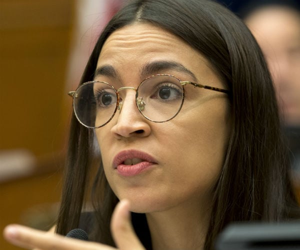 rep. aoc is shown wearing round-shaped glasses