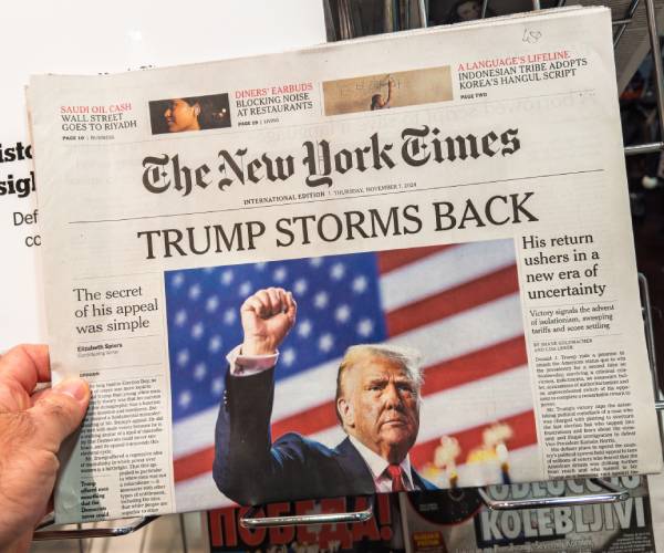 a new york times front page with the lead headline reading trump storms back