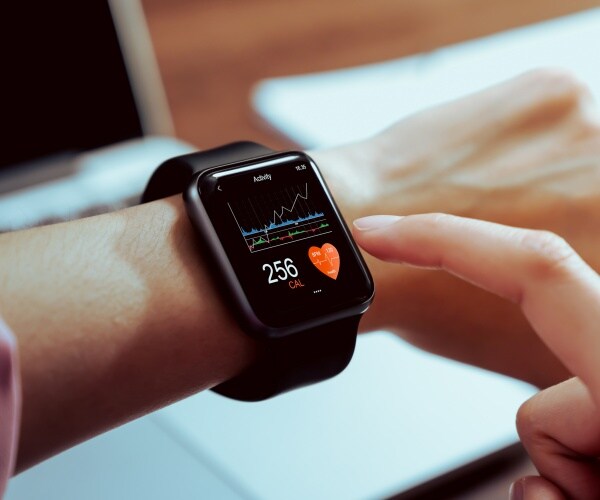 closeup of smartwatch on the health setting on a person's wrist