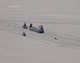 Freighter on the Move after it Was Freed from Ice on Frozen Lake Erie