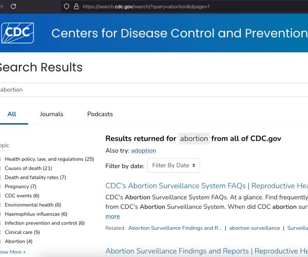 ‘Abortion’ Search on CDC Site Gets ‘Adoption’ Prompt